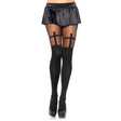 Spandex opaque cross pantyhose with sheer thigh accent - Black