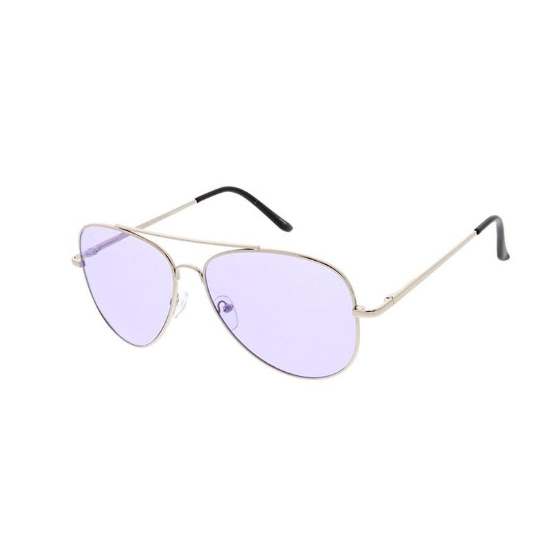 Unisex Large Metal Aviator Spring Temples sunglasses - Assorted