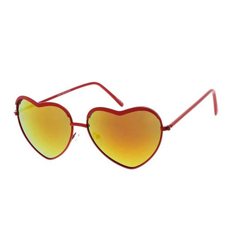 Women's Metal Medium Heart Frame w/ Color Mirror Lens Assorted