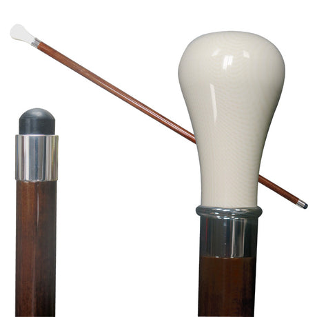 Imitated Ivory Stick Cane with Bulb Shaped Handle