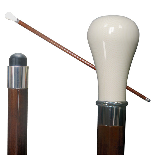 Imitated Ivory Stick Cane with Bulb Shaped Handle