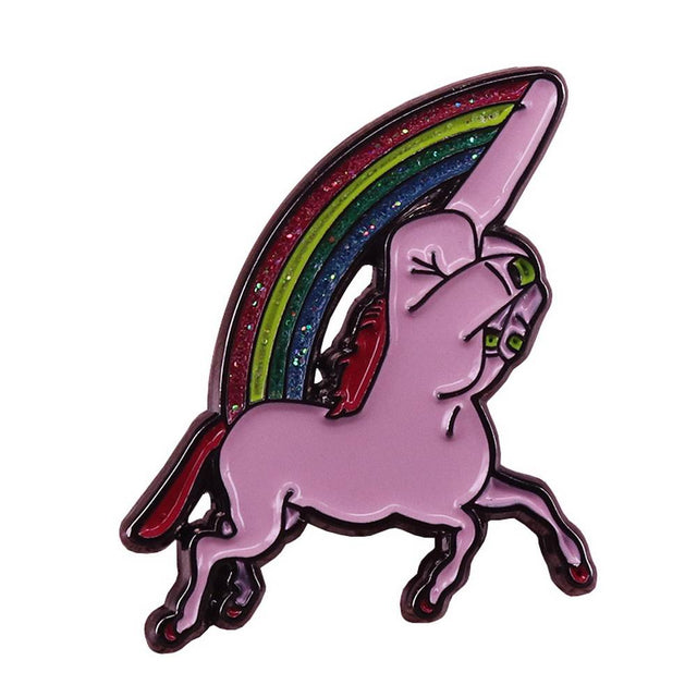 Middle finger unicorn glitter pin