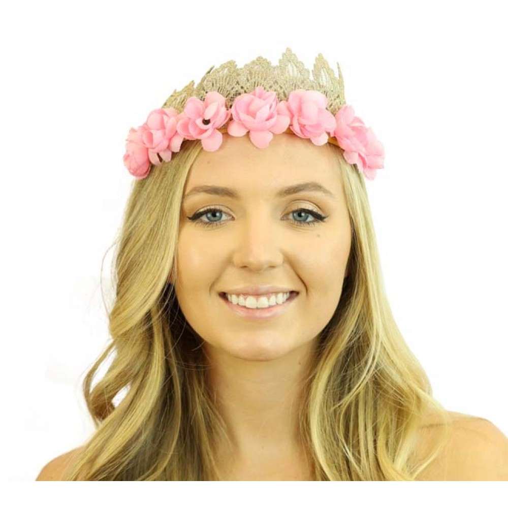 Lace crown headband with flowers