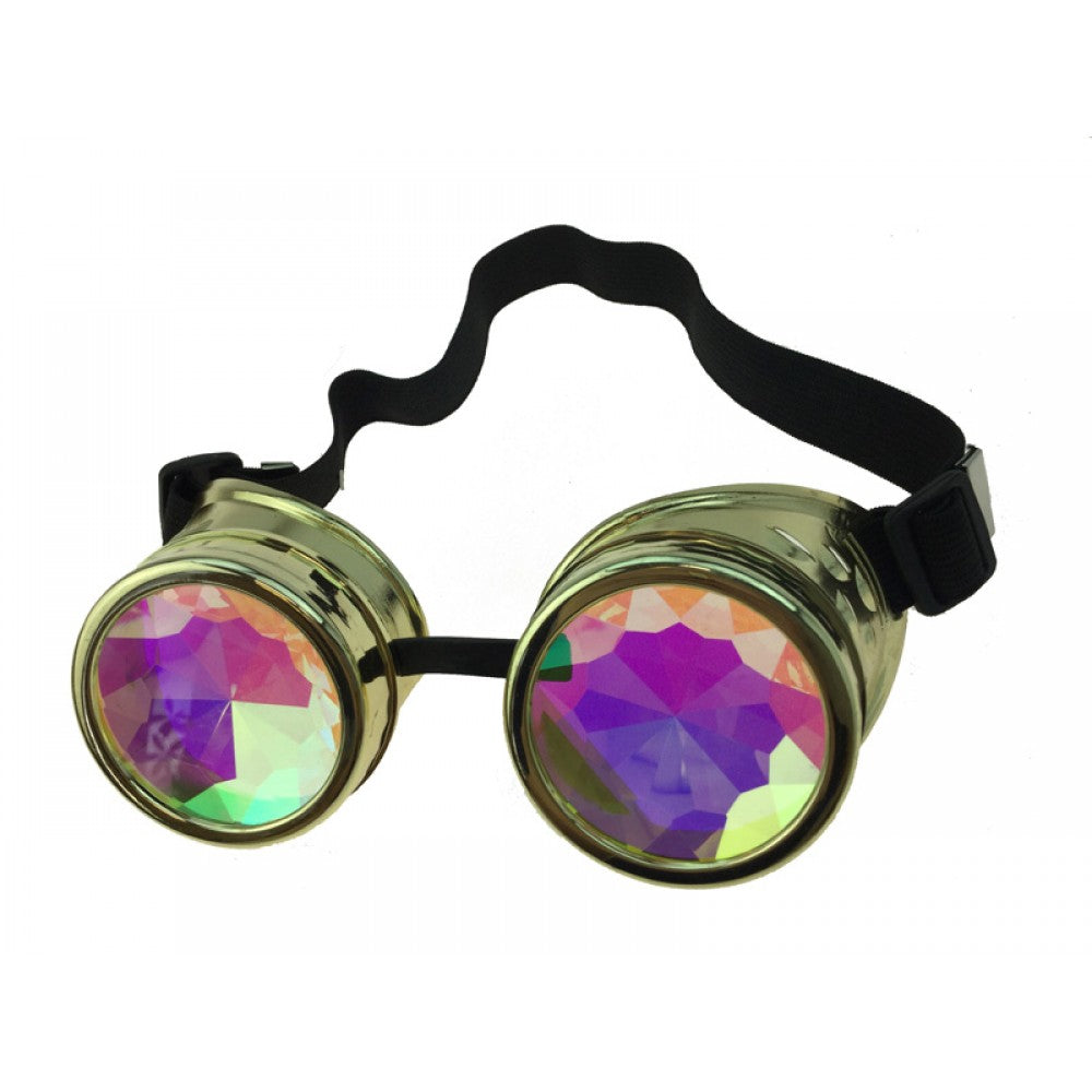 Steampunk Gold goggles kaleidoscope lenses