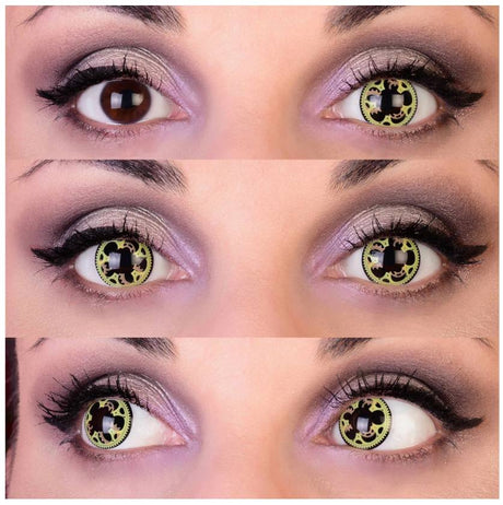Steampunk Contact Lenses- Gears Yellow & Brown