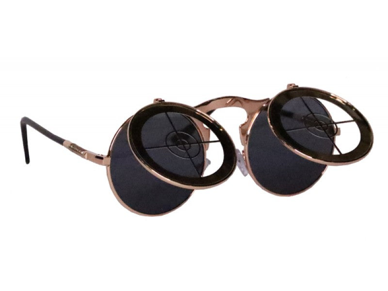 Steampunk Gold Target Sunglasses Flip-up Round glasses