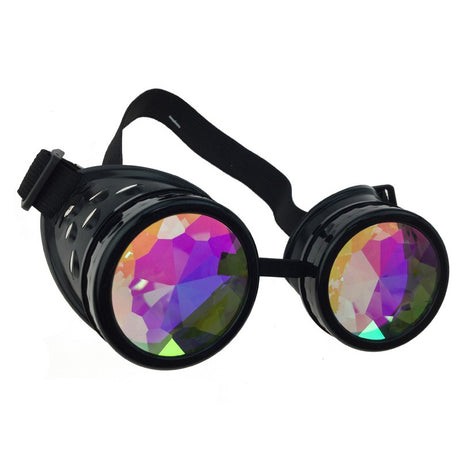 Steampunk black goggles kaleidoscope lenses