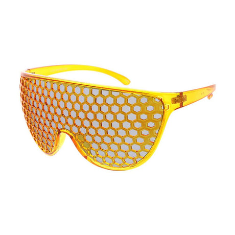 Honeycomb Sunglasses Plastic Large Teardrop Shield Frame- Assorted
