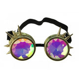 Steampunk Studded Goggles with Kaleidescope lenses - Gold
