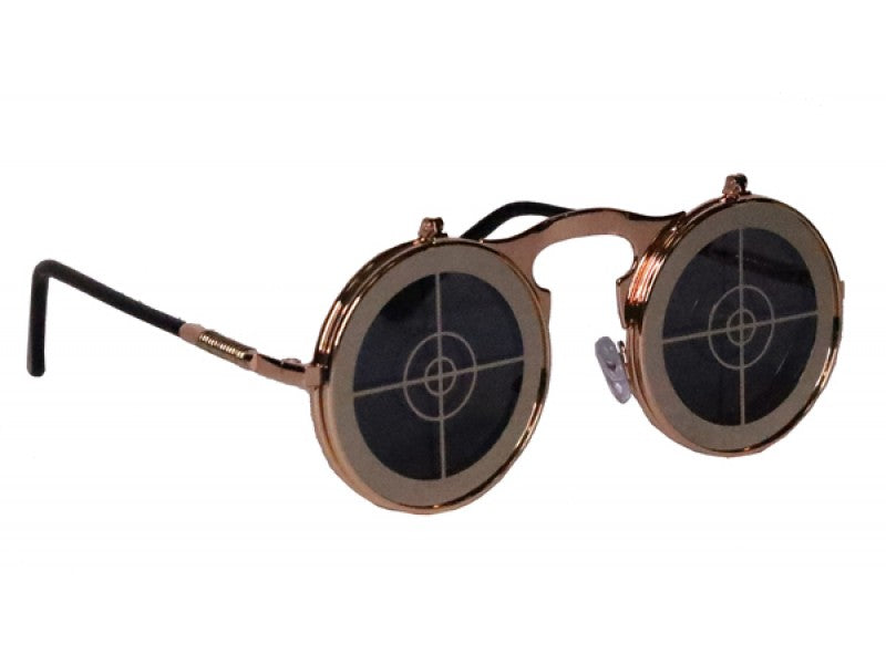 Steampunk Gold Target Sunglasses Flip-up Round glasses