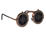 Steampunk Gold Target Sunglasses Flip-up Round glasses