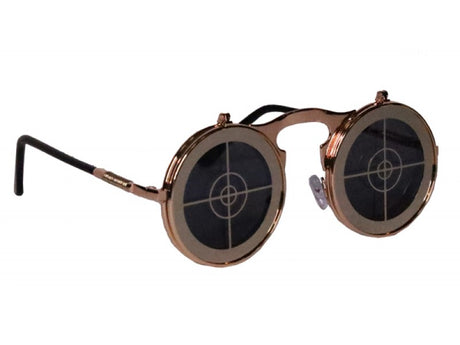 Steampunk Gold Target Sunglasses Flip-up Round glasses