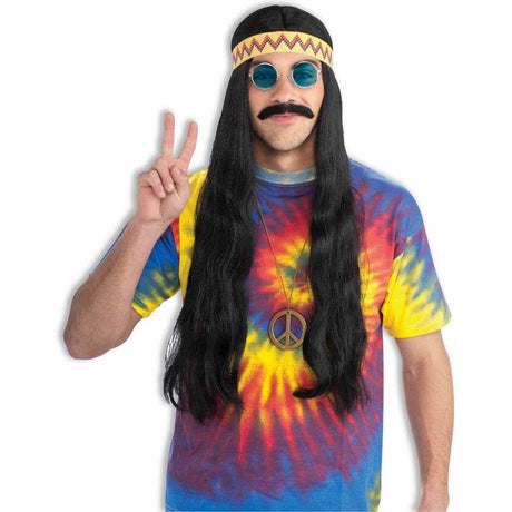 HIPPIE Dude WIG with headband Black