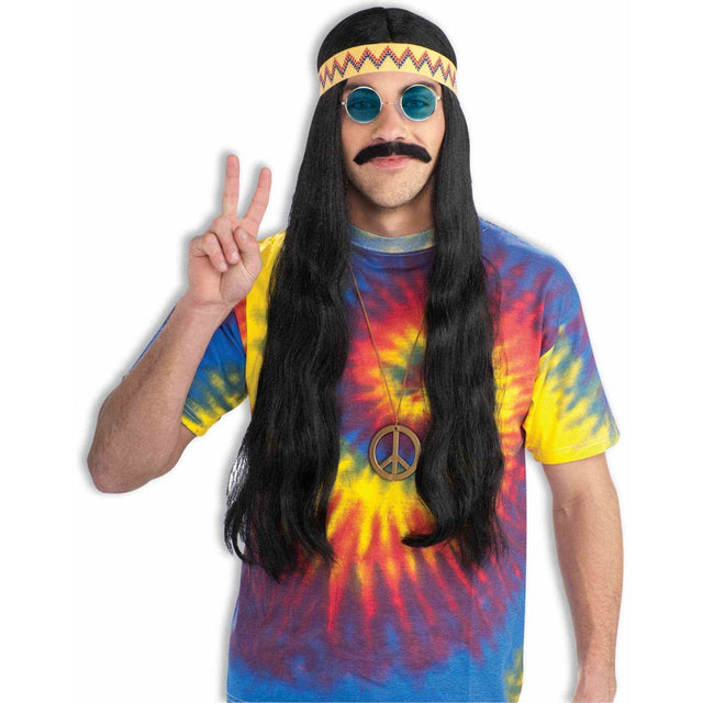 HIPPIE Dude WIG with headband Black