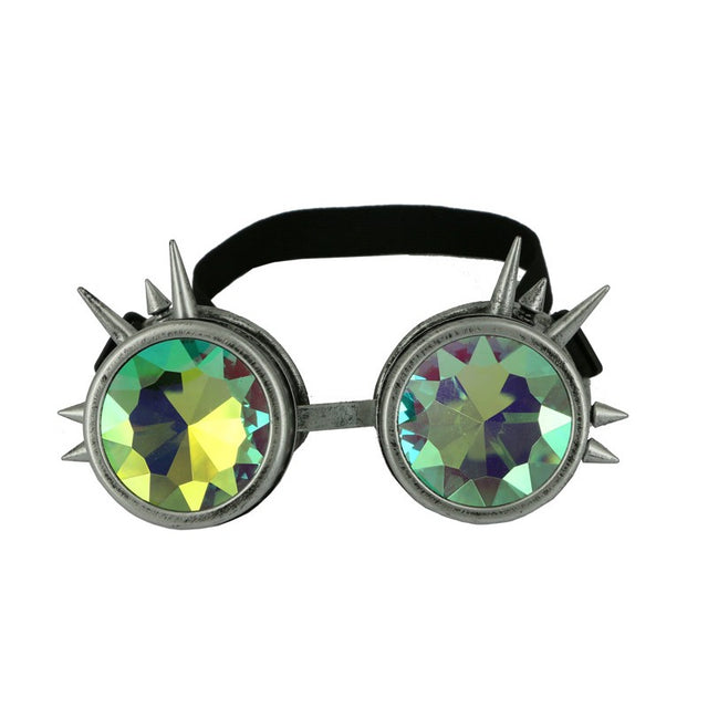 Steampunk Studded Goggles with Kaleidescope Lenses - matte grey