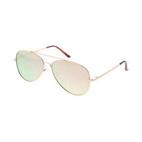 Large Metal Aviator Sunglasses with Pink Spectrum Color Mirror Lens