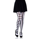 Aura Harlequin Tights - Black/White- One Size