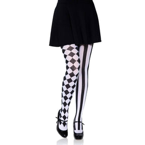 Aura Harlequin Tights - Black/White- One Size