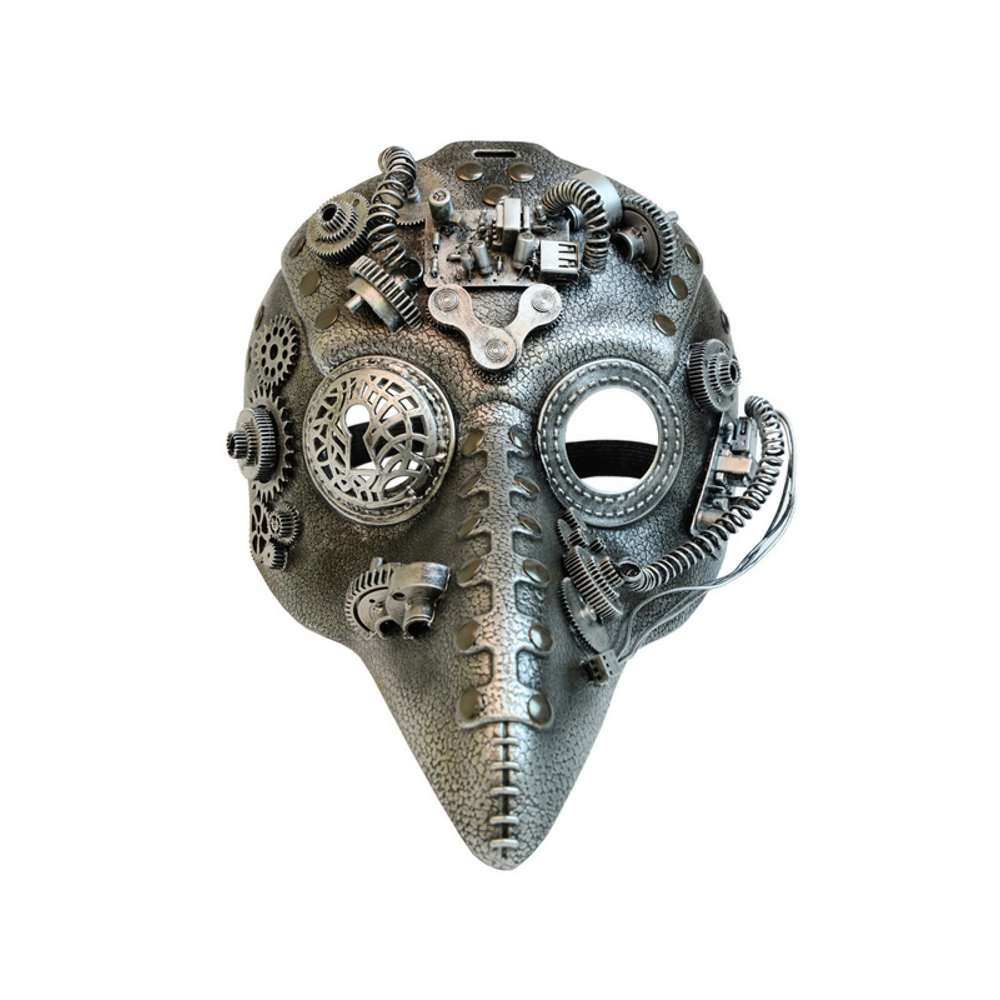 Steampunk bird mask with gears - Silver