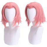 Pink flower Ninja girl cosplay short wig