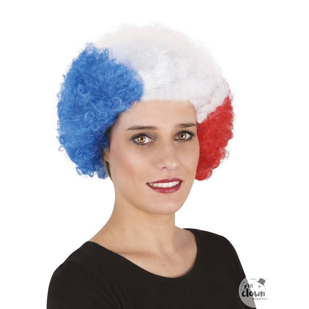 Curly wig - blue, white, red