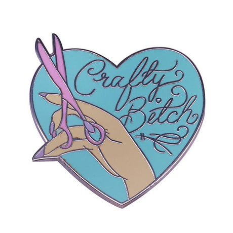 Crafty bitch heart shape brooch