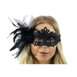 Venetian black mask with feathers & tulle