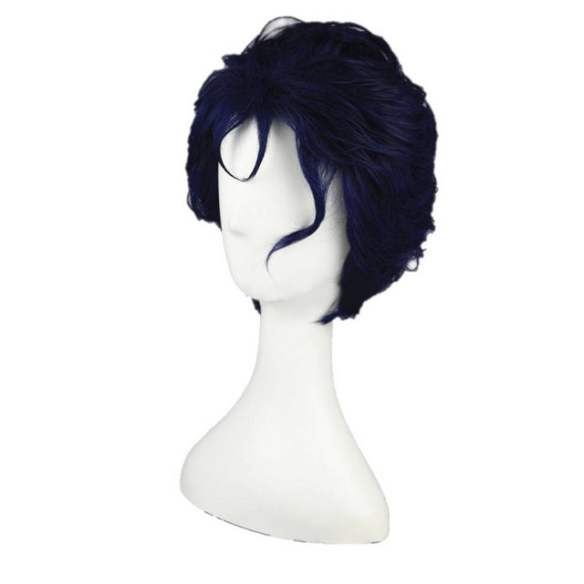 Short dark blue bizarre cosplay wig