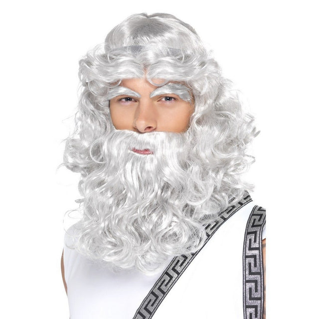 Zeus Wig, Beard and Eyebrows - Grey