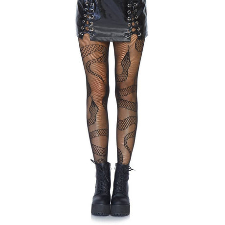 Snake fishnet tights- Black O.S.