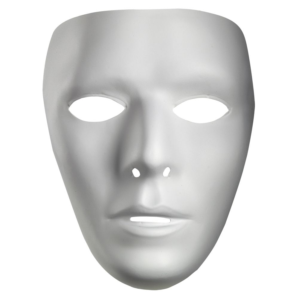 Blank Male plastic plain Mask - White