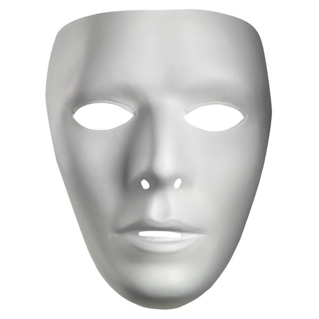 Blank Male plastic plain Mask - White