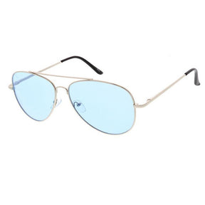 Unisex Large Metal Aviator Spring Temples sunglasses - Assorted