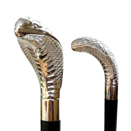 Cobra Brass Stick Cane - Silver