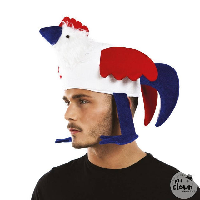 Cock chicken Hat Adult - Blue White Red
