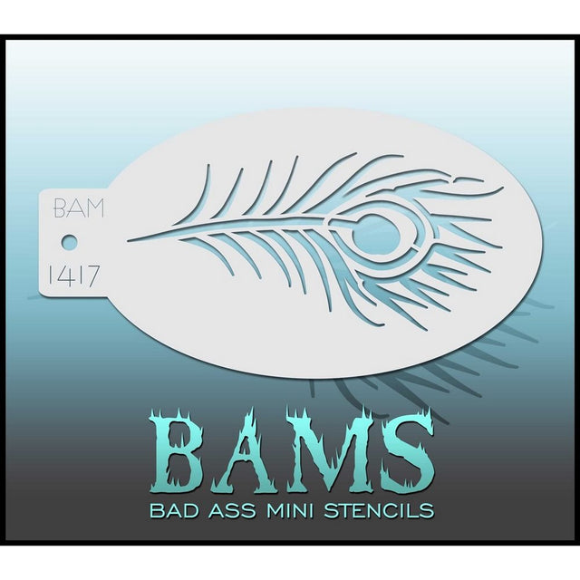 BAM 1417 Bad Ass Mini Stencil - Peacock Feather