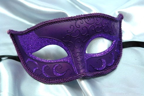 Venetian styled mask 07 with glitter- Purple