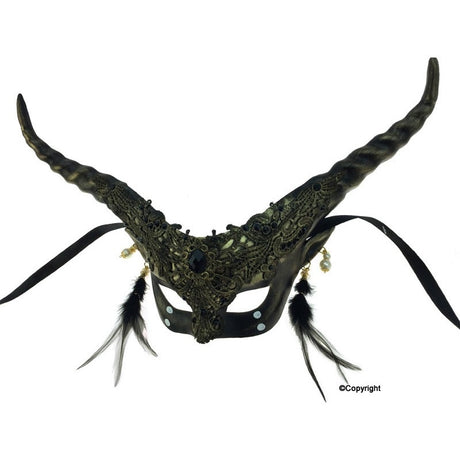 Venetian Lace Horned Mask with earrings