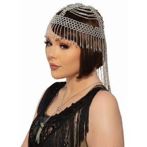 Roaring 20's Beaded Headpiece- Silver
