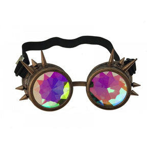 Steampunk Studded Goggles with Kaleidescope Lenses - Copper