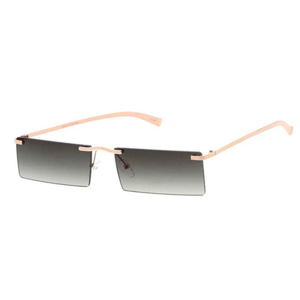 Unisex Metal Small Rimless Rectangular Vintage