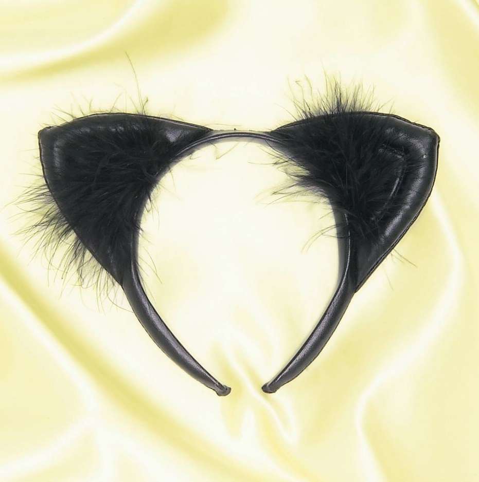 Faux Leather Cat Ears- Black