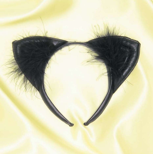 Faux Leather Cat Ears- Black