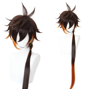 Brown and orange impact cosplay wig