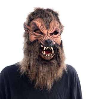 Howl O Ween Wolf MASK Moving Mouth - Brown