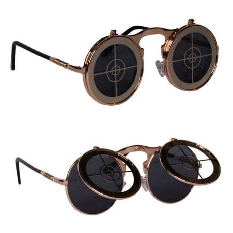 Steampunk Gold Target Sunglasses Flip-up Round glasses