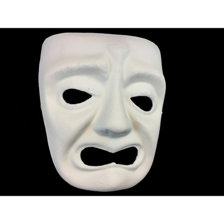 Unpainted Tragedy mask - paper mache