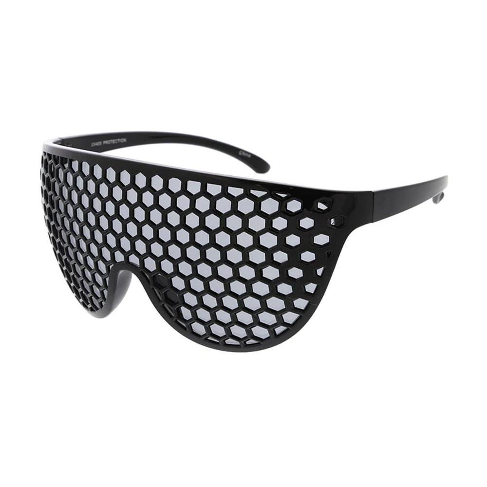 Honeycomb Sunglasses Plastic Large Teardrop Shield Frame- Assorted