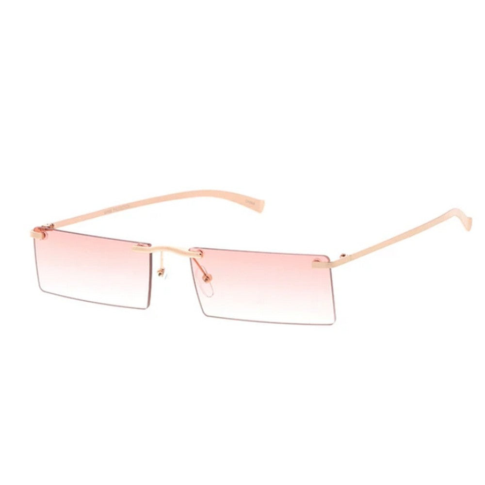 Unisex Metal Small Rimless Rectangular Vintage