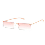 Unisex Metal Small Rimless Rectangular Vintage